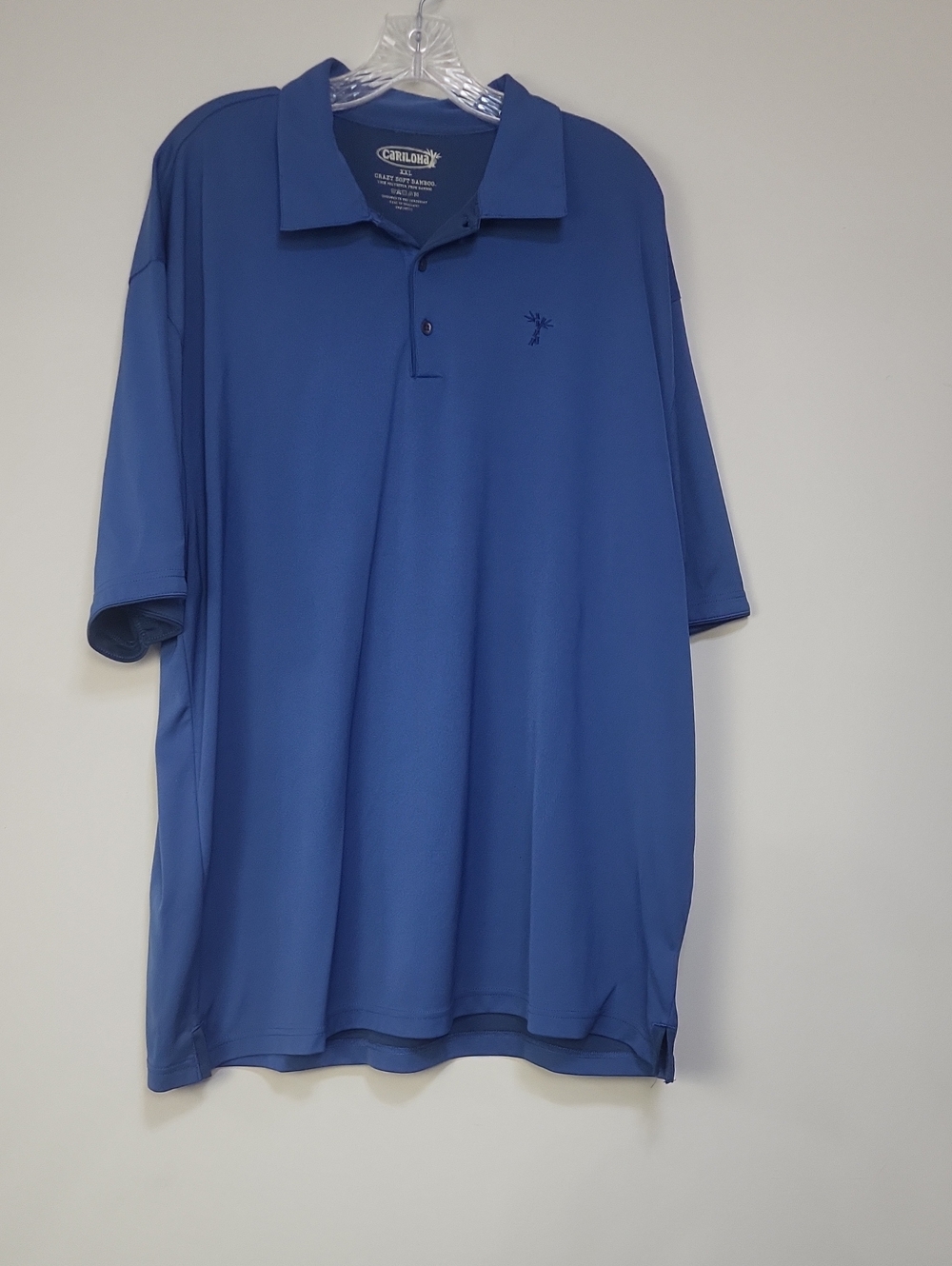 CARILOHA Blue Polyester Bamboo Short Sleeve Polo Shirt